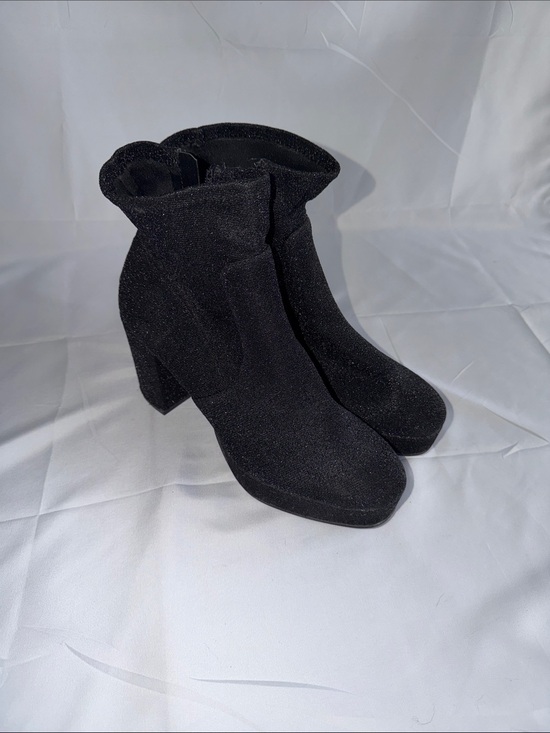 Mari A. Shoes - Mari A. Itsie Black Shimmer Glitter Platform Chunky Block Heel Booties 10 LN
